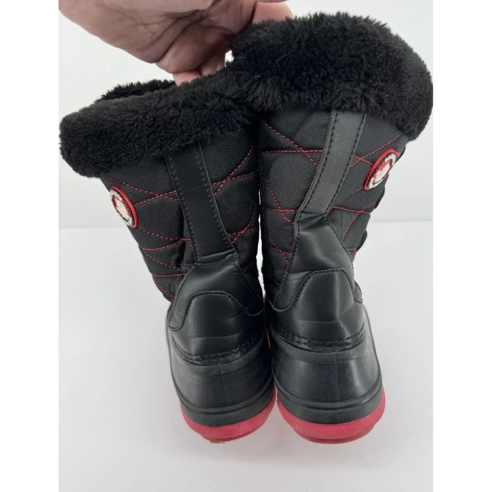 Canada Weather Gear Snow Boots Womens 6M Black Red Faux Fur Insulated Zip - Picture 7 of 10